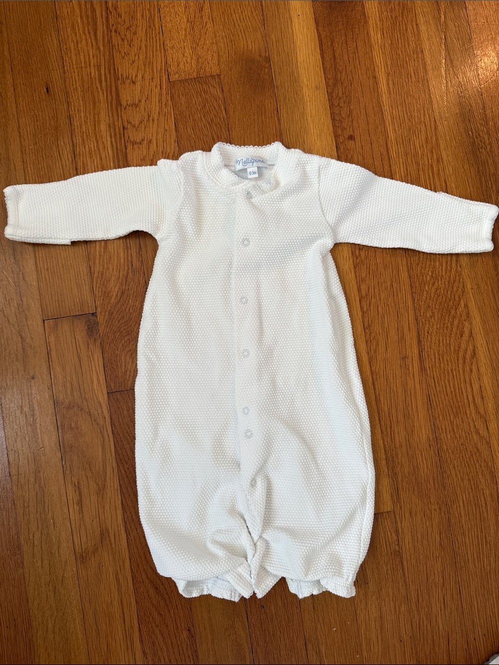Nellapima White Knit Infant One-Piece Footie with Front Snaps